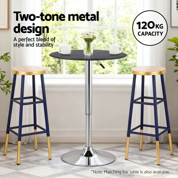 Artiss Bar Stools Metal Gold Navy Artiss