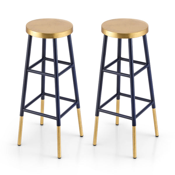 Artiss 2x Bar Stools Metal Gold Navy Artiss