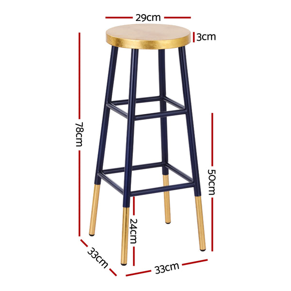 Artiss 2x Bar Stools Metal Gold Navy Artiss