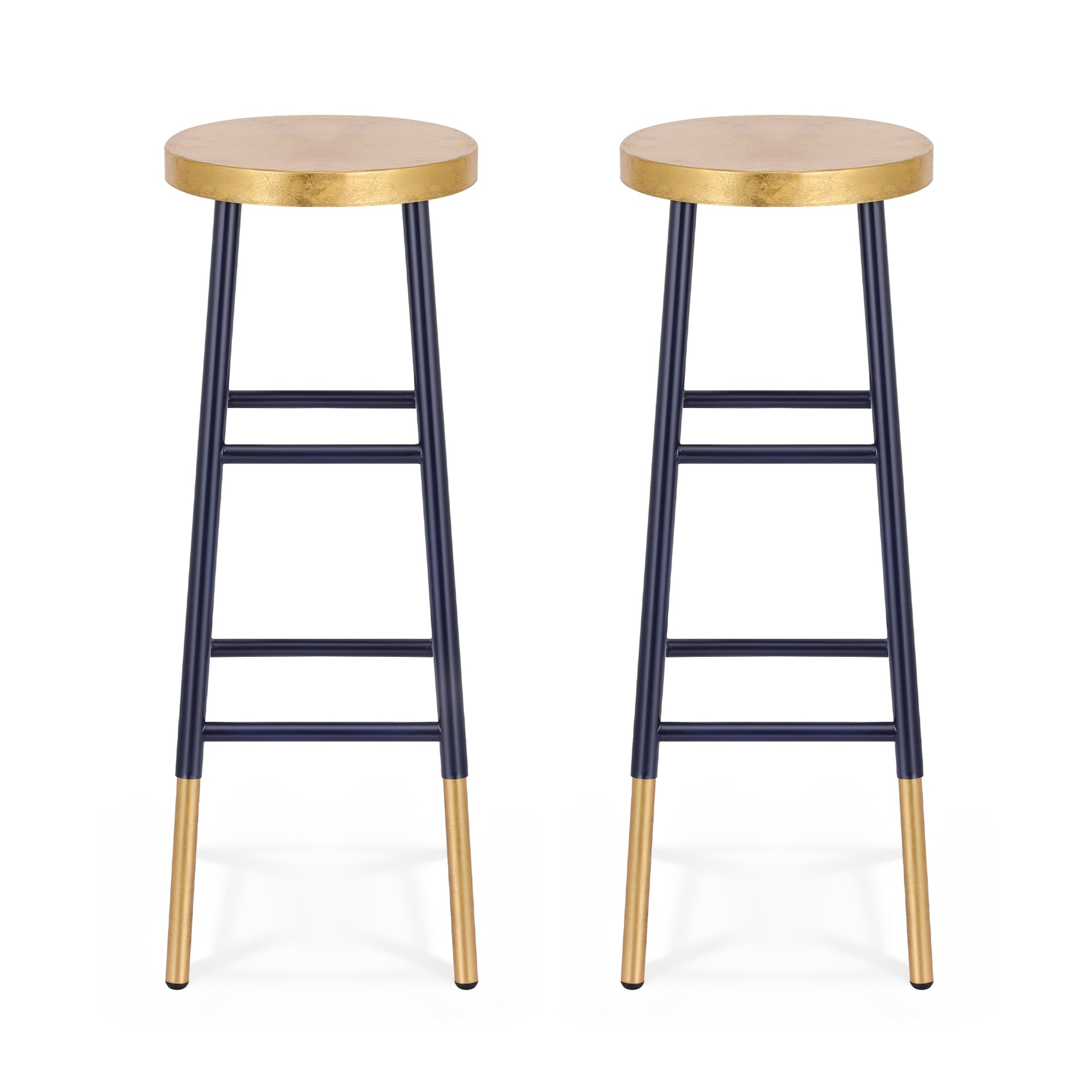 Artiss 2x Bar Stools Metal Gold Navy Artiss