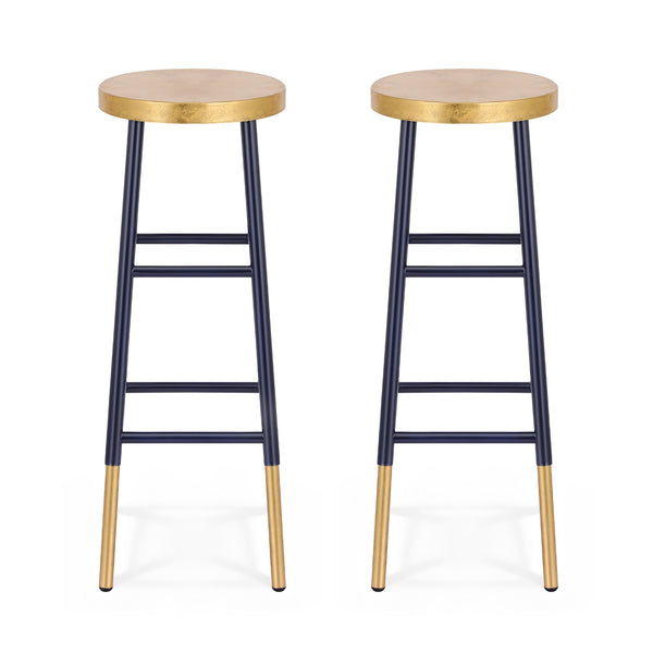 Artiss 2x Bar Stools Metal Gold Navy Artiss