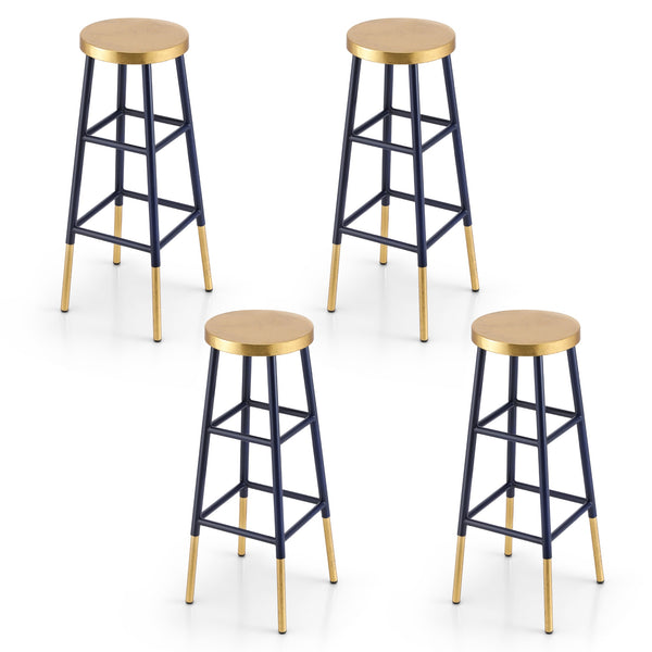 Artiss 4x Bar Stools Metal Gold Navy Artiss