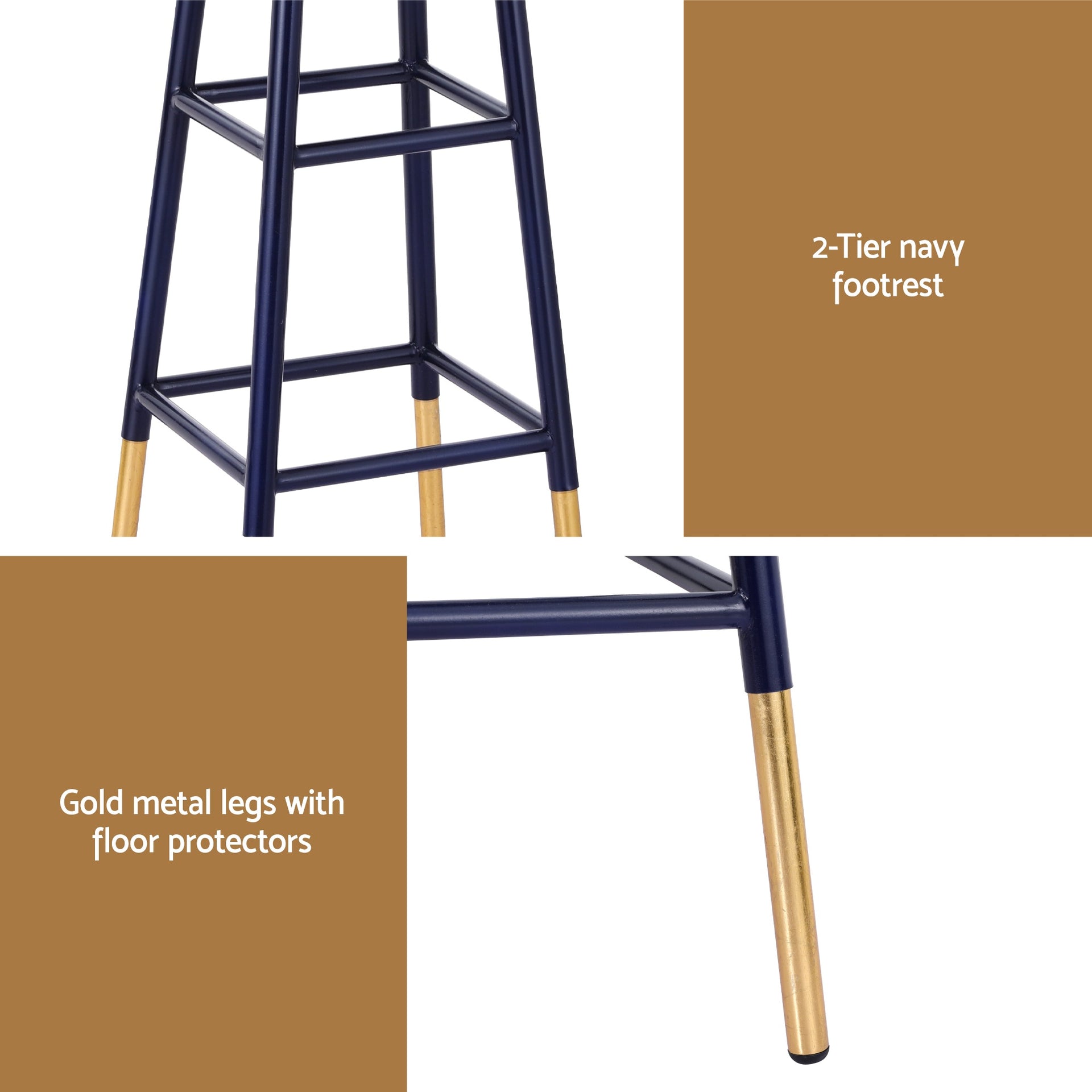 Artiss 4x Bar Stools Metal Gold Navy Artiss