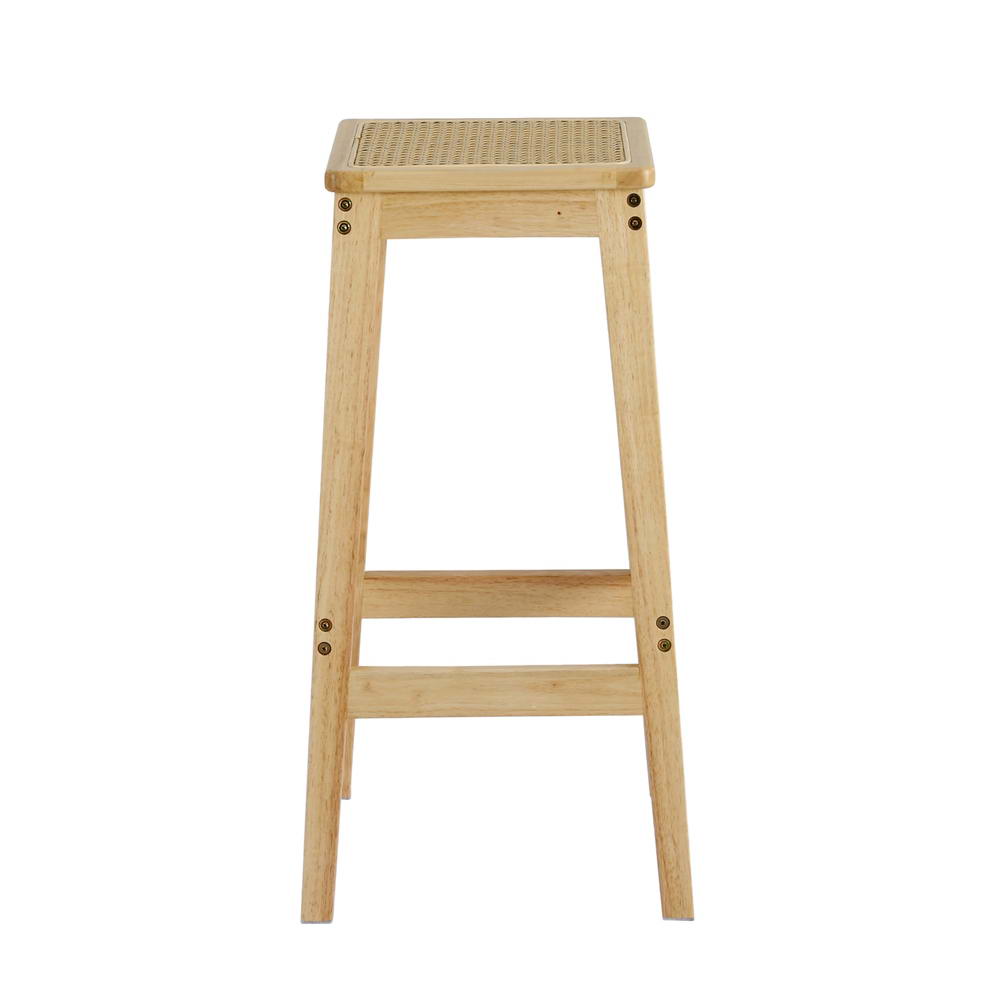 Artiss 2x Bar Stools Rubber Wood Stool Counter Chair Rattan Barstools Kitchen Artiss