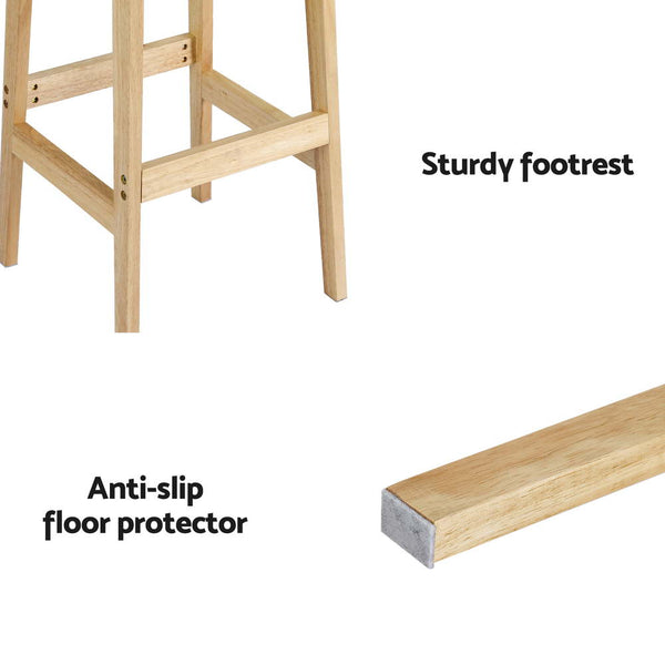 Artiss 2x Bar Stools Rubber Wood Stool Counter Chair Rattan Barstools Kitchen Artiss