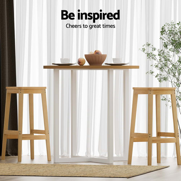 Artiss 2x Bar Stools Rubber Wood Stool Counter Chair Rattan Barstools Kitchen Artiss