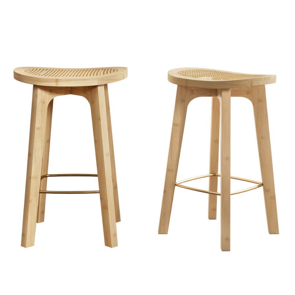 Artiss 2x Bar Stools Bamboo Rattan Stool Counter Chair Kitchen Barstools Artiss