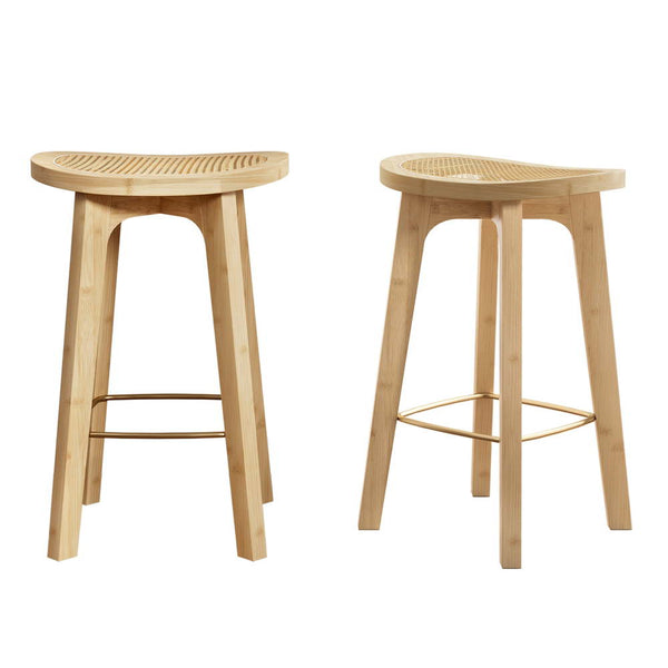 Artiss 2x Bar Stools Bamboo Rattan Stool Counter Chair Kitchen Barstools Artiss