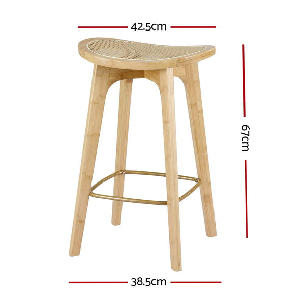 Artiss 2x Bar Stools Bamboo Rattan Stool Counter Chair Kitchen Barstools Artiss