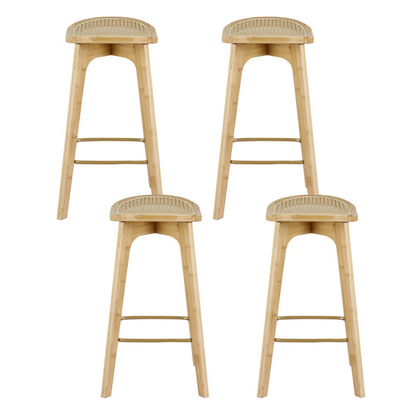 Artiss 4x Bar Stools Bamboo Rattan Stool Counter Chair Kitchen Barstools Artiss