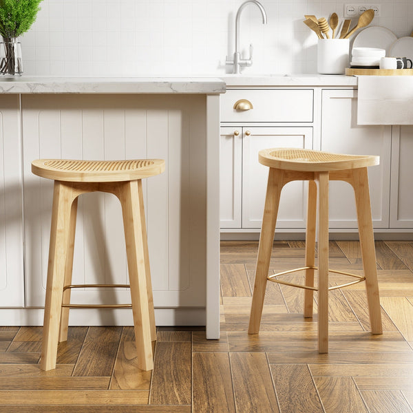 Artiss 4x Bar Stools Bamboo Rattan Stool Counter Chair Kitchen Barstools Artiss