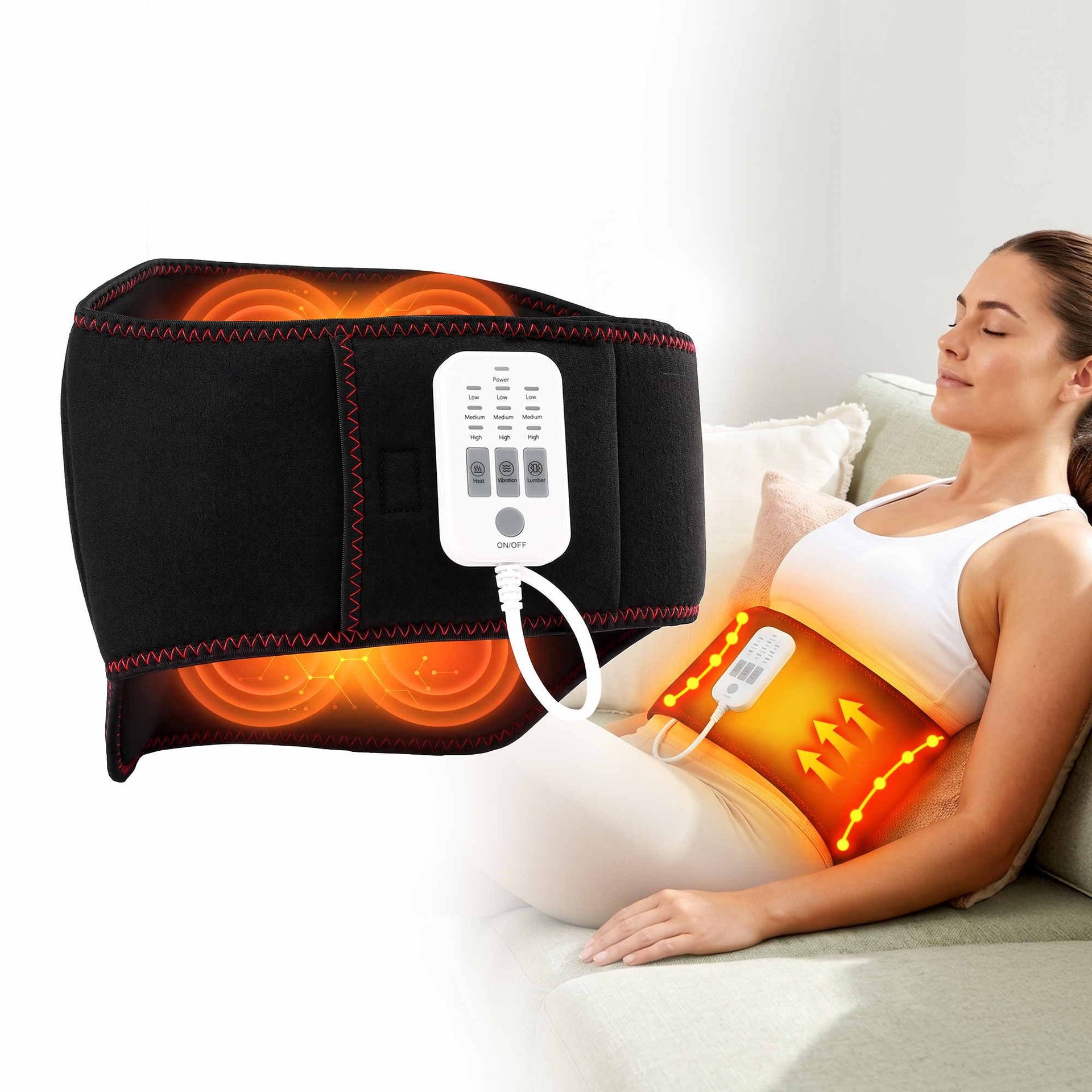 Livemor Back Massager for Sciatica Relief, Airbag Traction and Heat Lumbar Support Belt, 124cm Awezingly