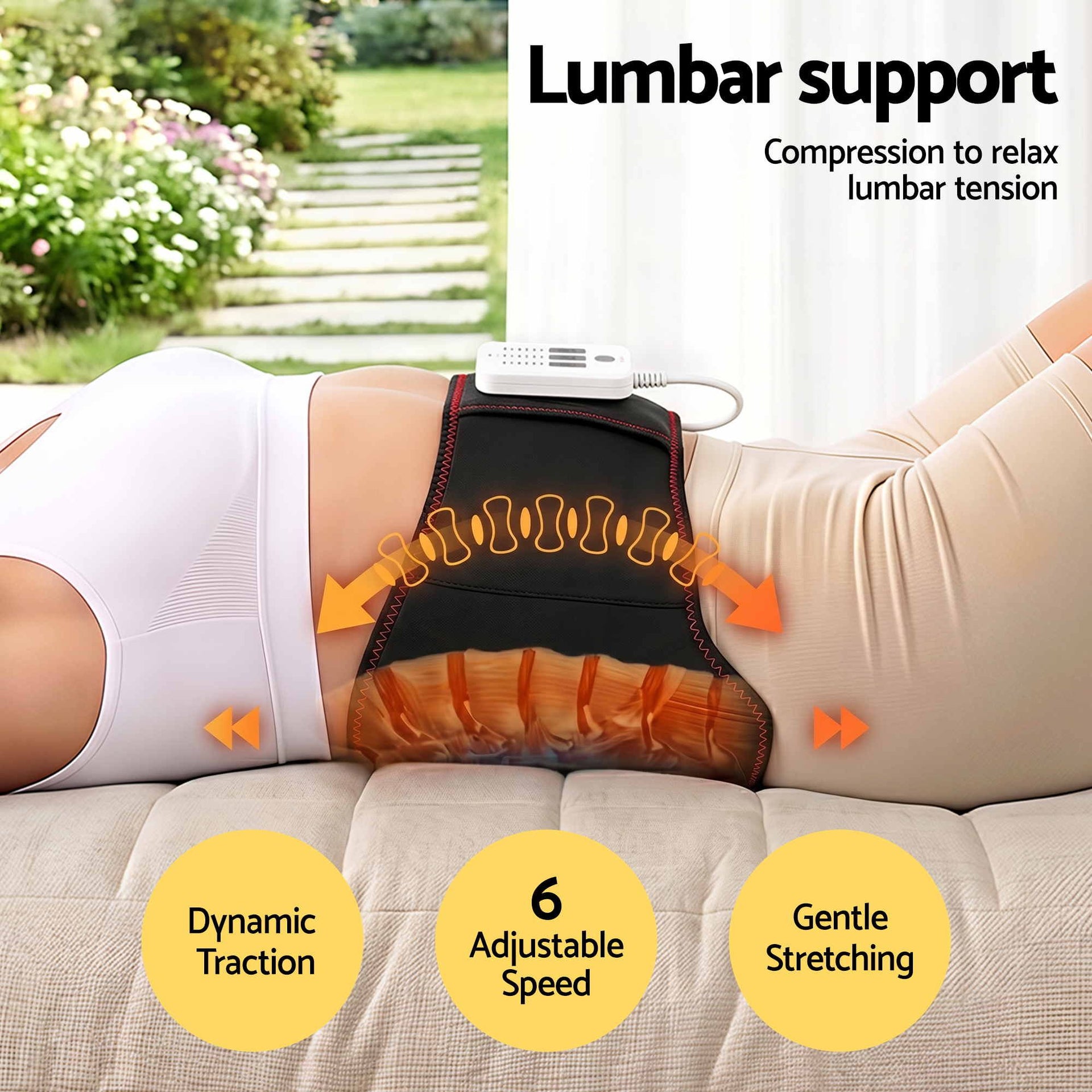 Livemor Back Massager for Sciatica Relief, Airbag Traction and Heat Lumbar Support Belt, 124cm Awezingly