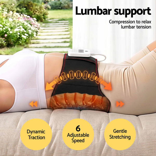 Livemor Back Massager for Sciatica Relief, Airbag Traction and Heat Lumbar Support Belt, 124cm Awezingly