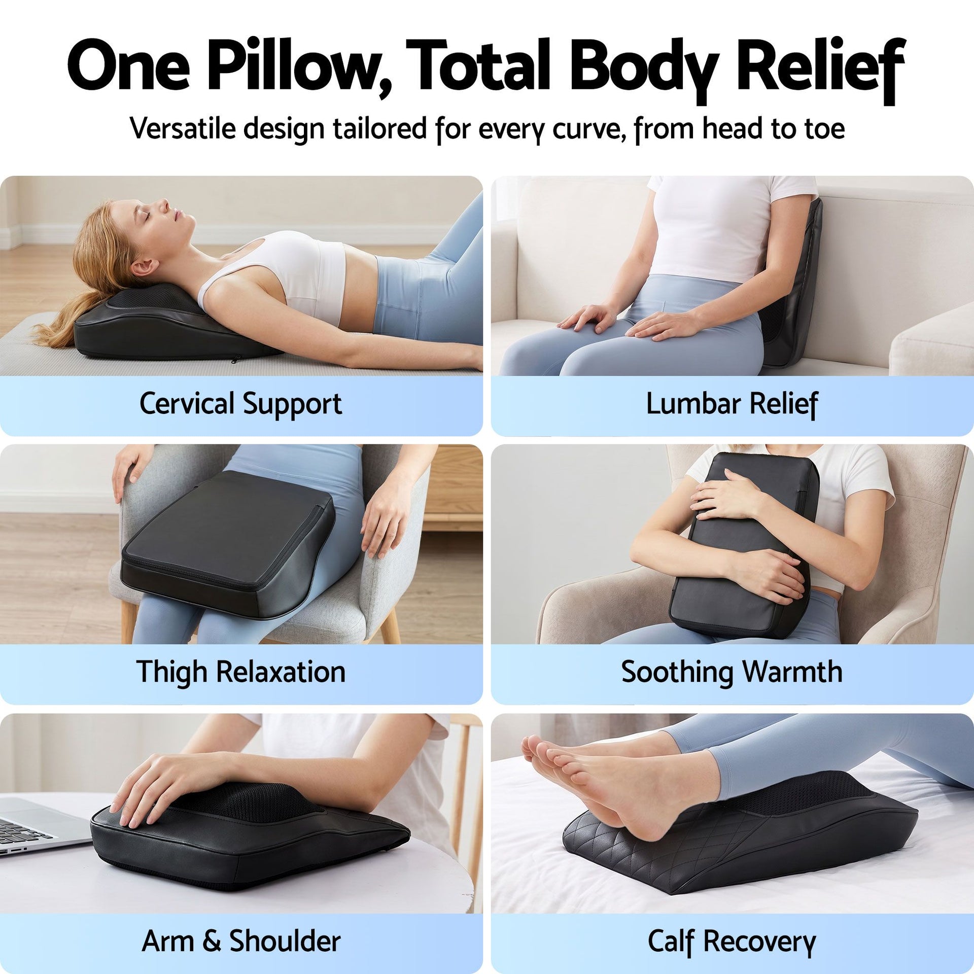 Livemor Back Massager with Heat and Traction, Neck and Shoulder Massage Pillow, Ergonomic Backrest for Office Chair & Sofa, Lumbar Support Cushion with 2-Level Thermal Relief, 6 Modes for Cervical & Full Body Pain Relief, Large Awezingly