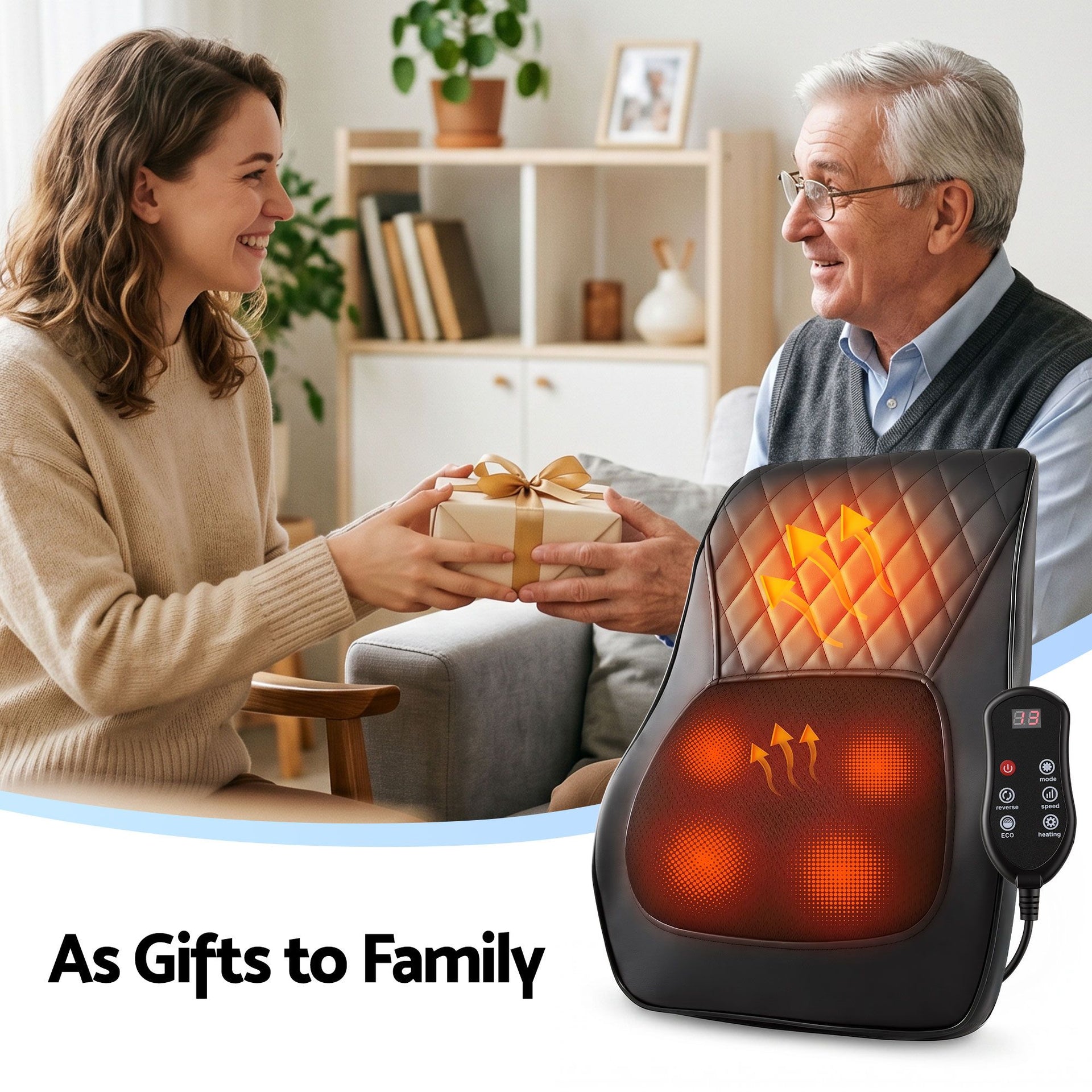 Livemor Back Massager with Heat and Traction, Neck and Shoulder Massage Pillow, Ergonomic Backrest for Office Chair & Sofa, Lumbar Support Cushion with 2-Level Thermal Relief, 6 Modes for Cervical & Full Body Pain Relief, Large Awezingly