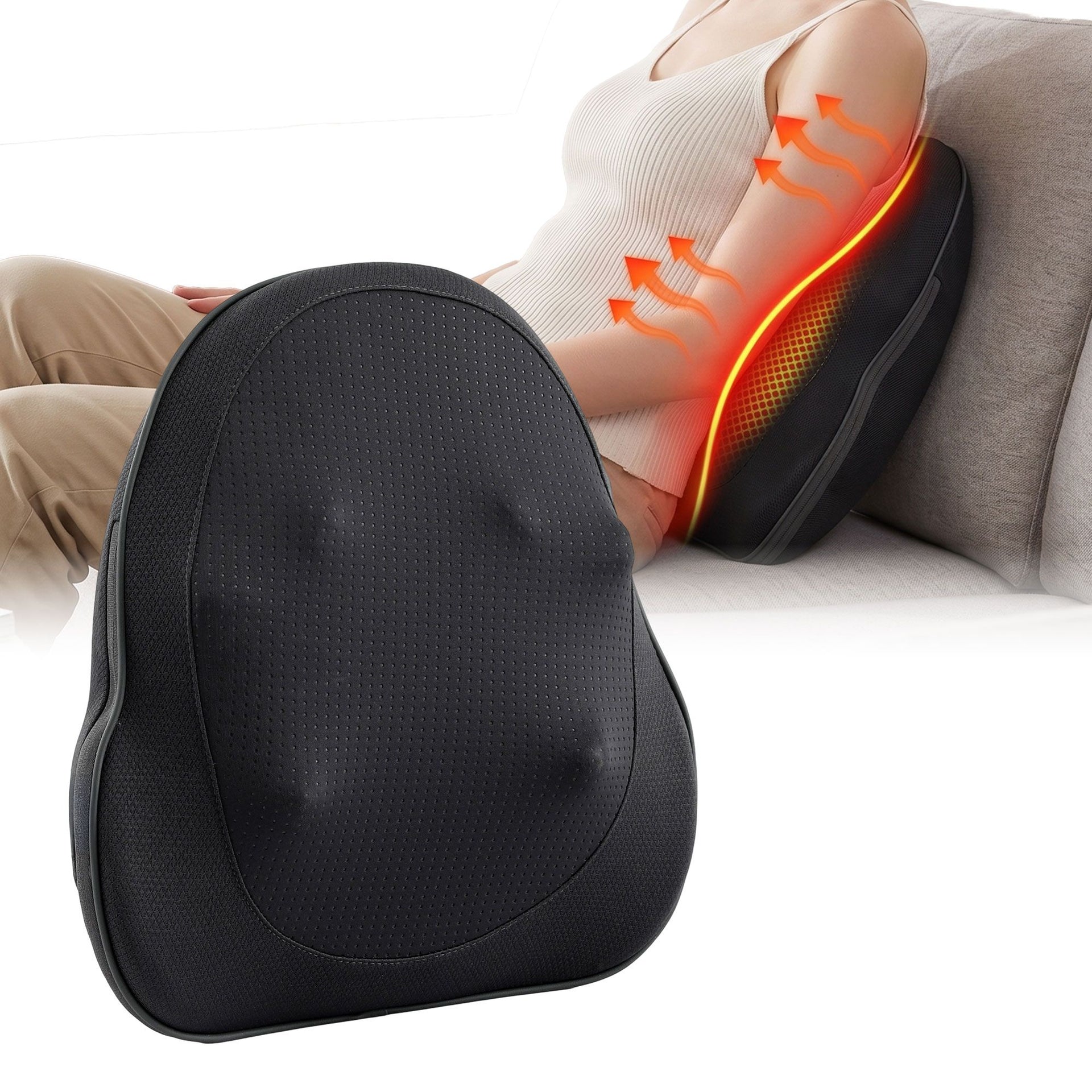 Livemor Back Massager with Heat, Cordless Electric Neck & Shoulder Massager Pillow, 3-Speed Deep Tissue Kneading for Lumbar, Thigh & Calf, Portable Muscle Relief for Home & Office Use Awezingly