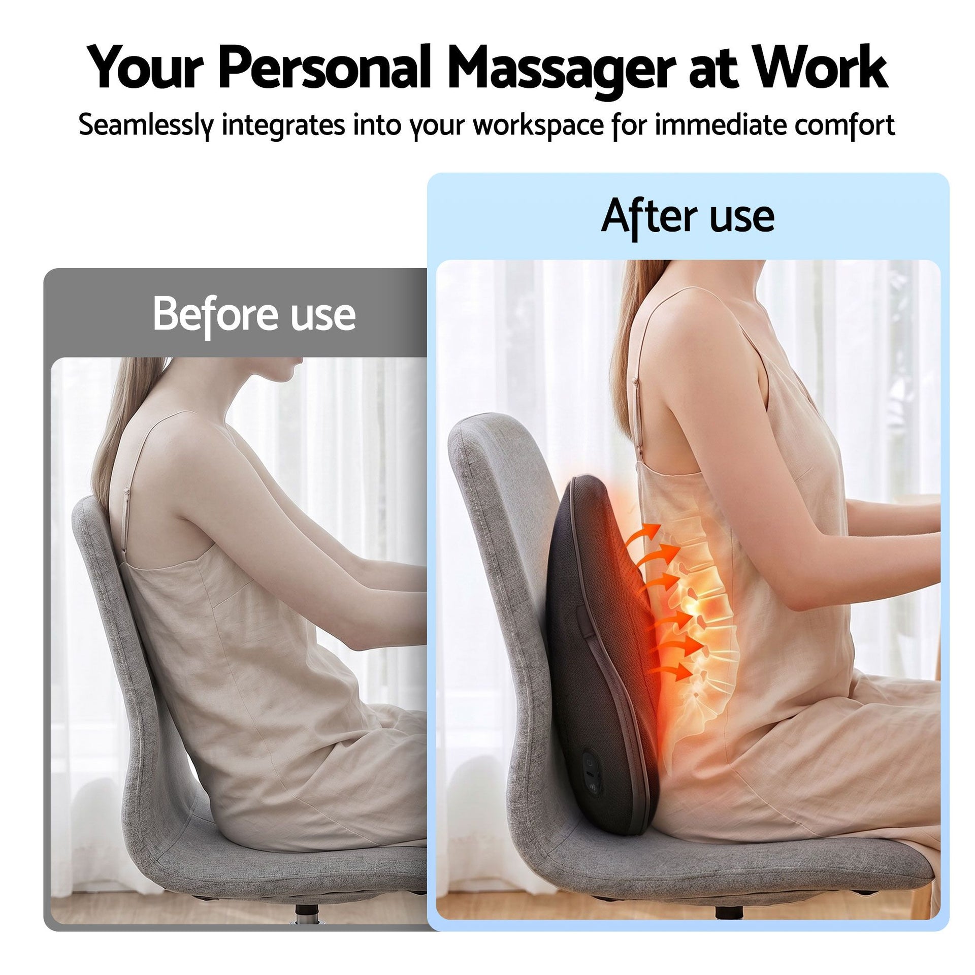 Livemor Back Massager with Heat, Cordless Electric Neck & Shoulder Massager Pillow, 3-Speed Deep Tissue Kneading for Lumbar, Thigh & Calf, Portable Muscle Relief for Home & Office Use Awezingly