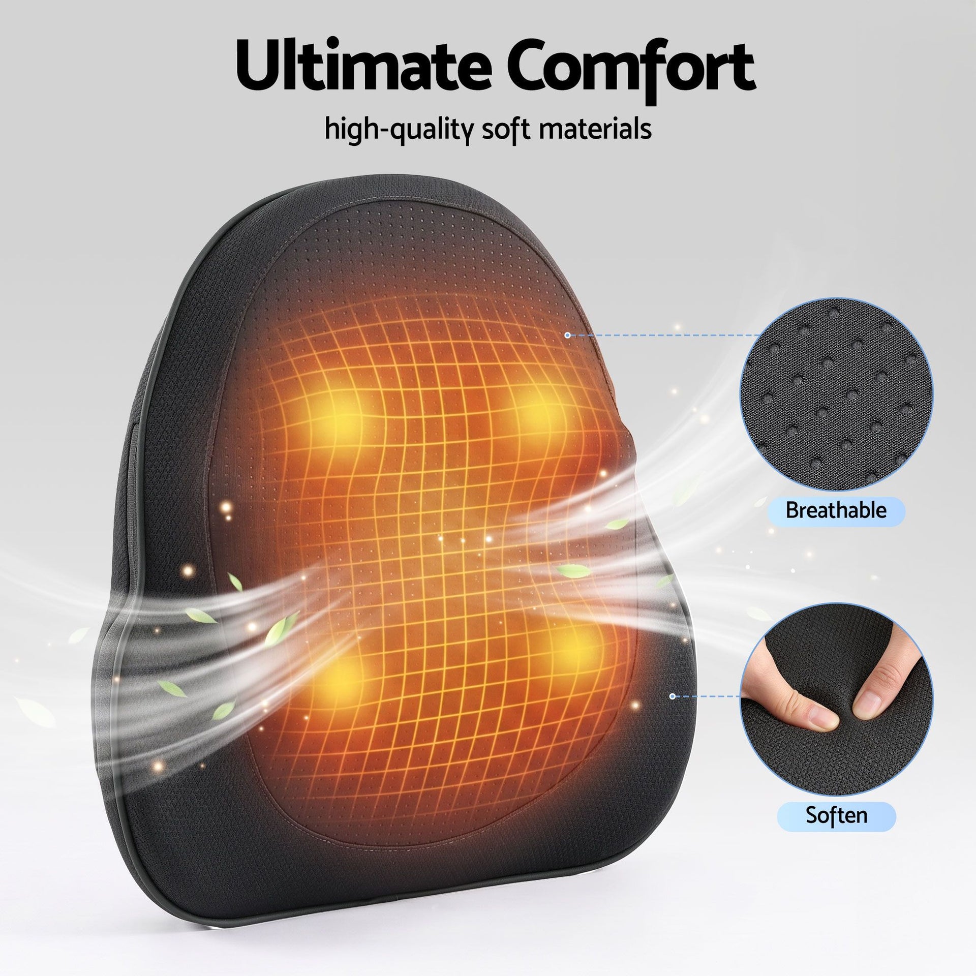Livemor Back Massager with Heat, Cordless Electric Neck & Shoulder Massager Pillow, 3-Speed Deep Tissue Kneading for Lumbar, Thigh & Calf, Portable Muscle Relief for Home & Office Use Awezingly