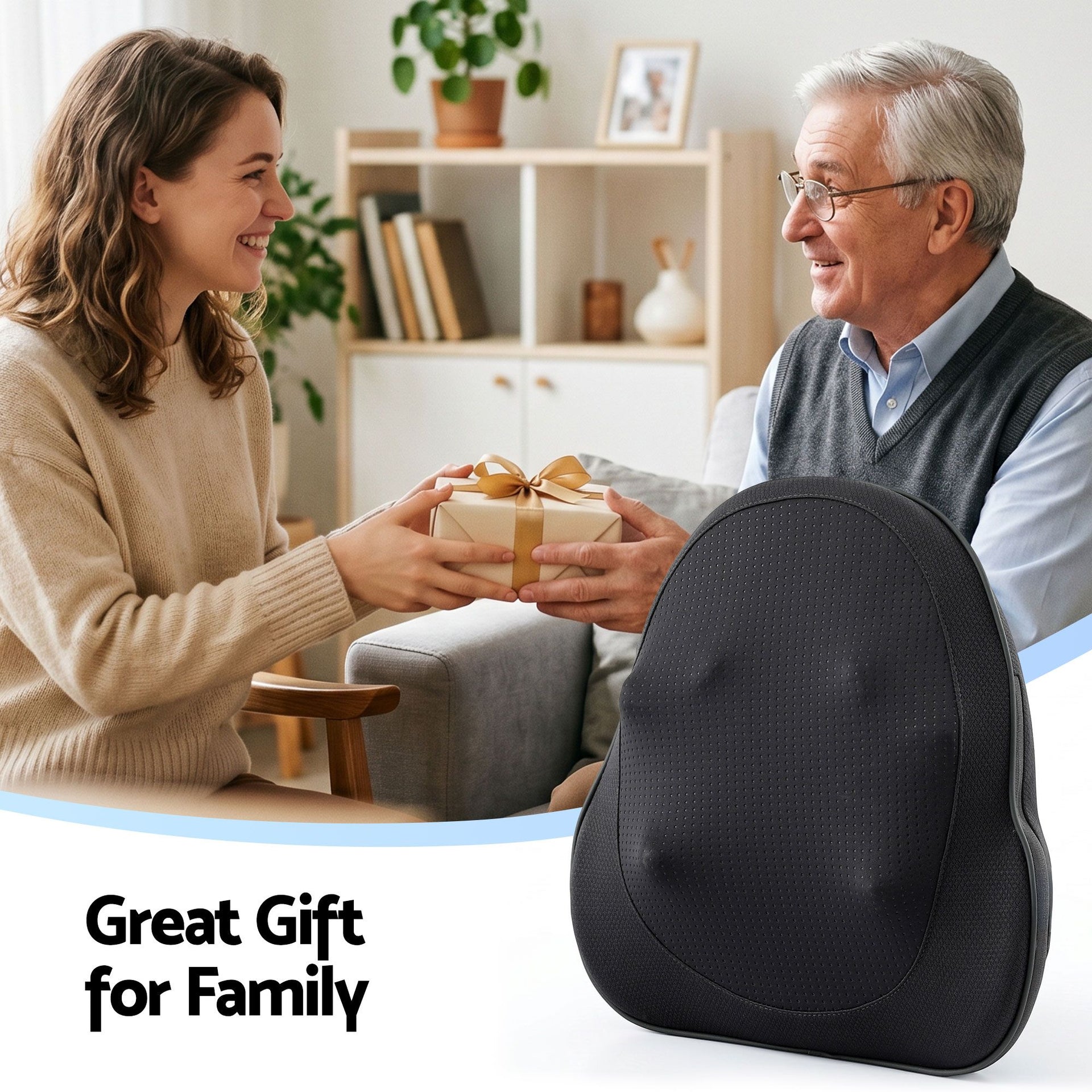Livemor Back Massager with Heat, Cordless Electric Neck & Shoulder Massager Pillow, 3-Speed Deep Tissue Kneading for Lumbar, Thigh & Calf, Portable Muscle Relief for Home & Office Use Awezingly