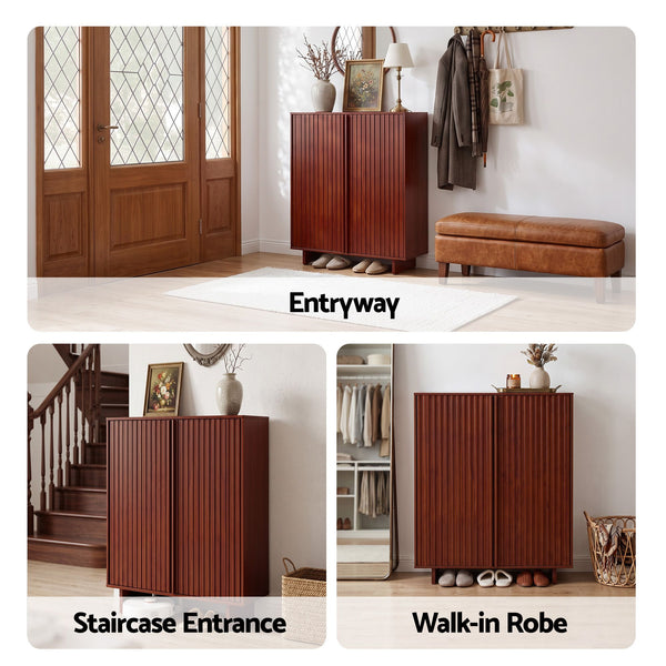 Artiss Shoe Cabinet 5 Tier Storage Organiser w/ Adjustable Shelves Bamboo Awezingly