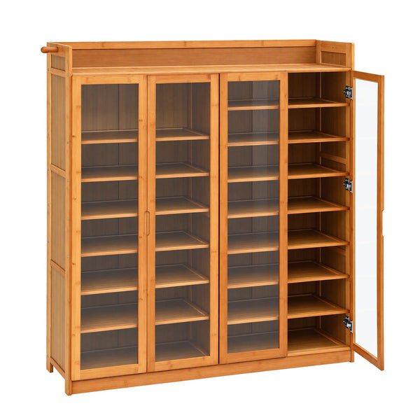 Artiss Shoe Cabinet 25 Pairs Shoe Storage Cupboard Umbrella Hook Raised Top Edge Wood Awezingly