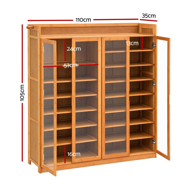 Artiss Shoe Cabinet 25 Pairs Shoe Storage Cupboard Umbrella Hook Raised Top Edge Wood Awezingly