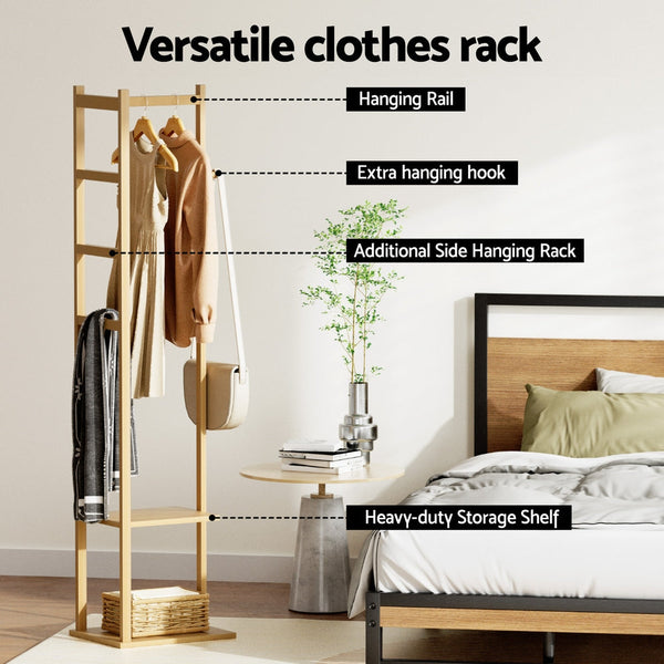 Artiss Clothes Rack Airer Coat Stand Bamboo Awezingly