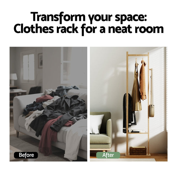 Artiss Clothes Rack Airer Coat Stand Bamboo Awezingly