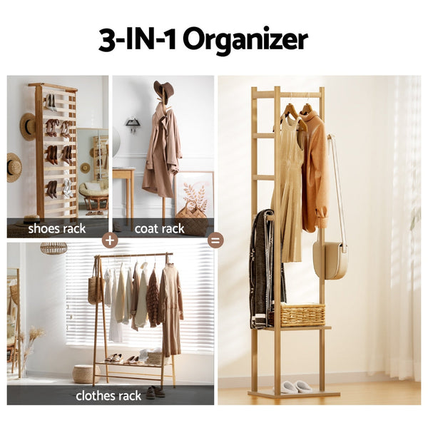 Artiss Clothes Rack Airer Coat Stand Bamboo Awezingly