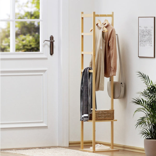 Artiss Clothes Rack Airer Coat Stand Bamboo Awezingly