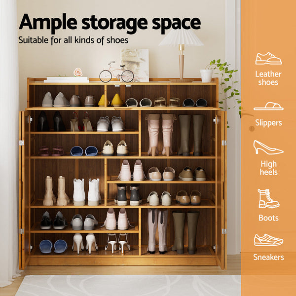 Artiss Shoe Rack Cabinet 30 Pairs Storage Cupboard Bamboo Awezingly