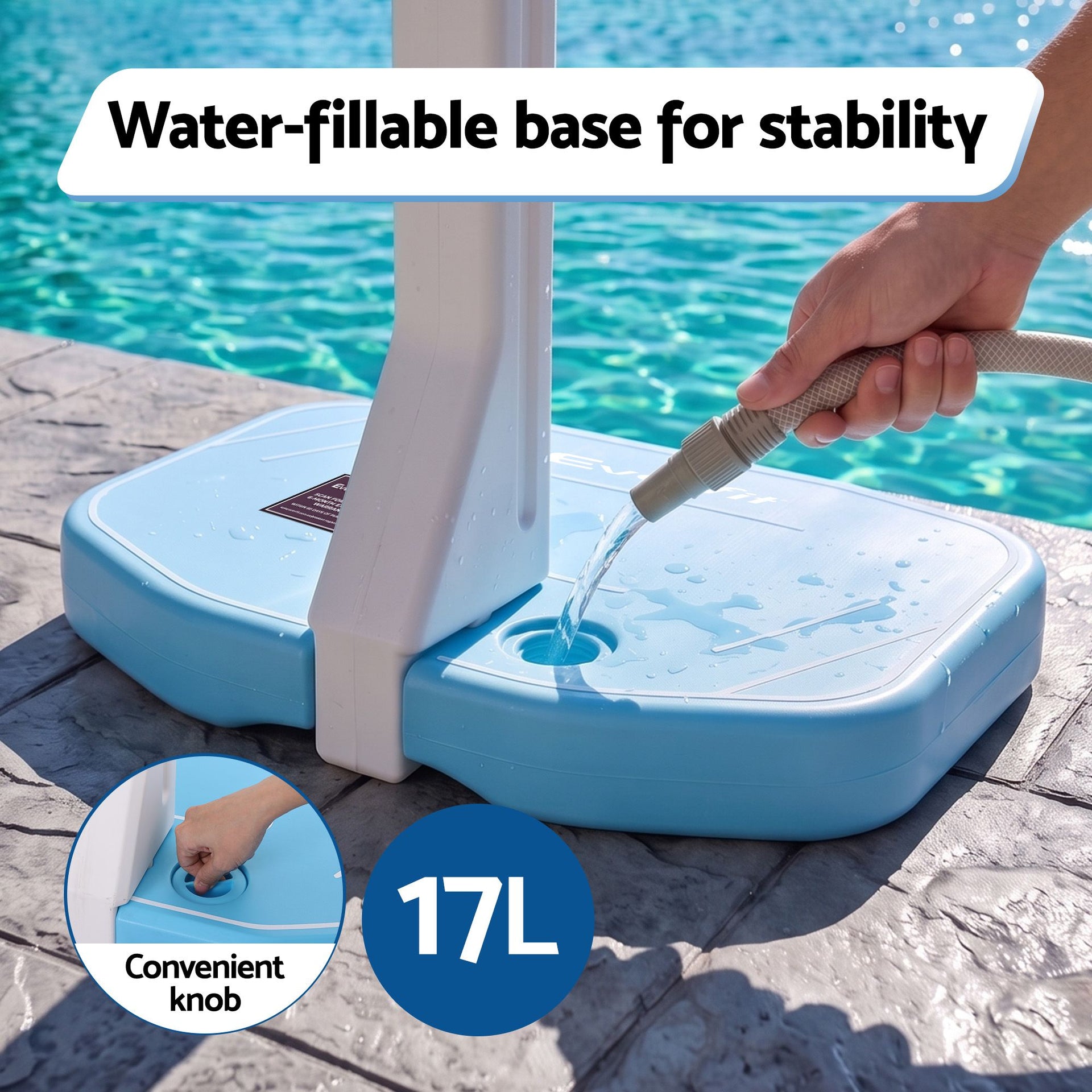 Everfit 2 in 1 Pool Basketball Hoop Volleyball Net Set Water Sports Game Combo Weighted Base Blue Awezingly