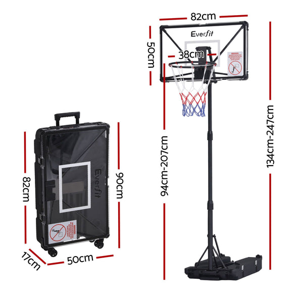 Everfit Portable Basketball Hoop System Adjustable Full Foldable Stand 2.07m Awezingly