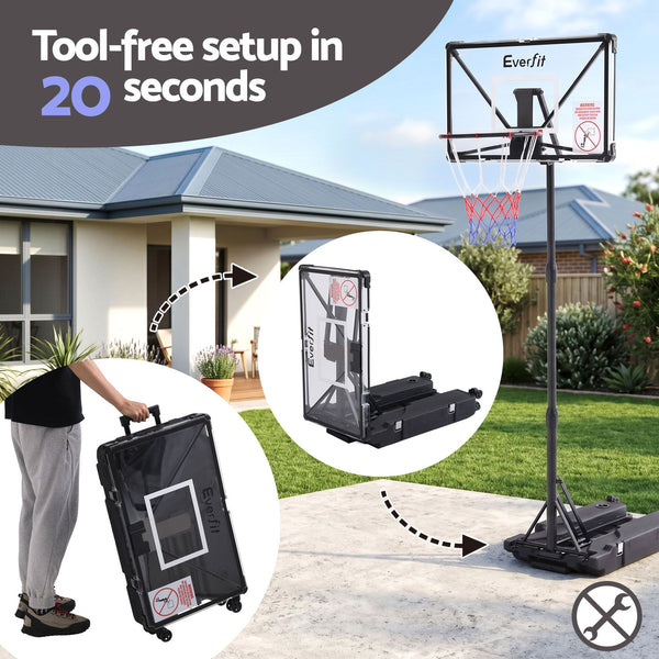 Everfit Portable Basketball Hoop System Adjustable Full Foldable Stand 2.07m Awezingly