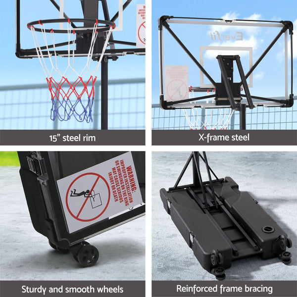 Everfit Portable Basketball Hoop System Adjustable Full Foldable Stand 2.07m Awezingly