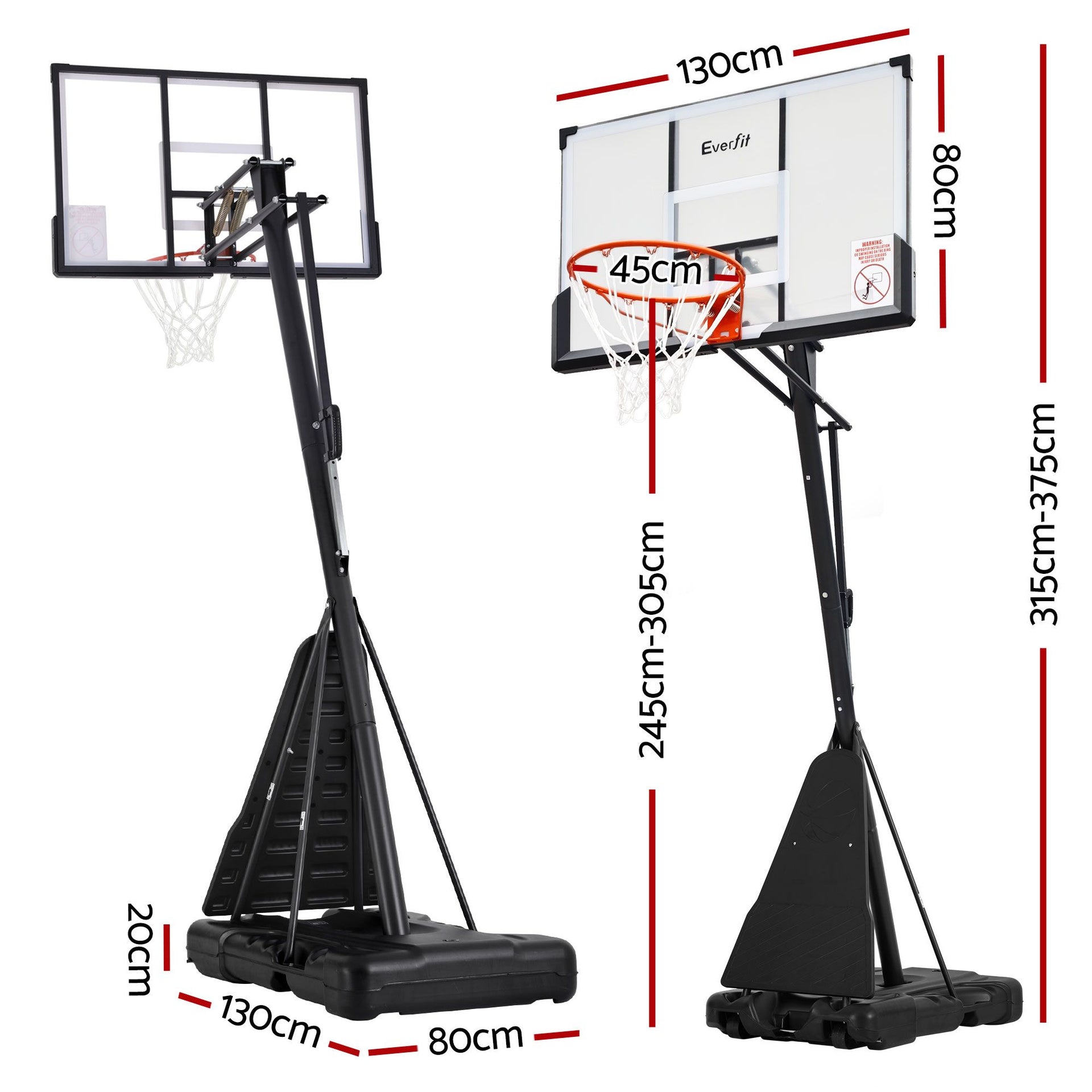 Everfit 3.05M Basketball Hoop Stand System Portable Height Adjustable Net Ring Awezingly