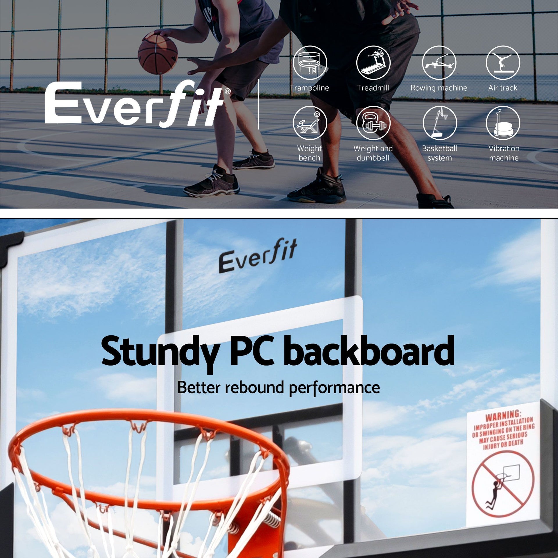 Everfit 3.05M Basketball Hoop Stand System Portable Height Adjustable Net Ring Awezingly