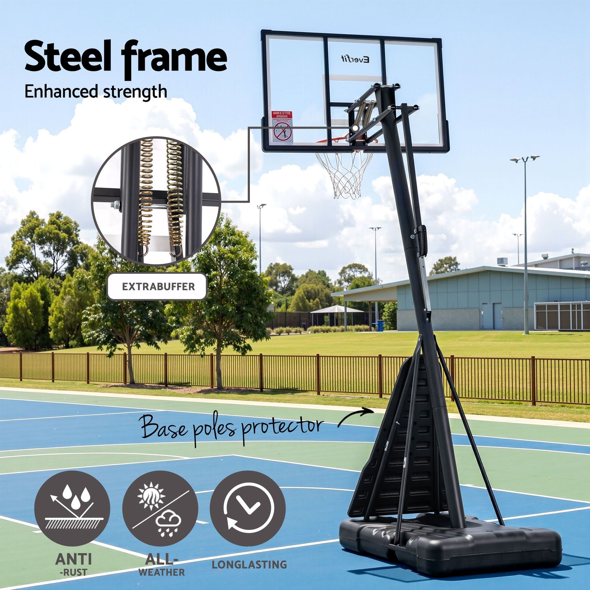 Everfit 3.05M Basketball Hoop Stand System Portable Height Adjustable Net Ring Awezingly