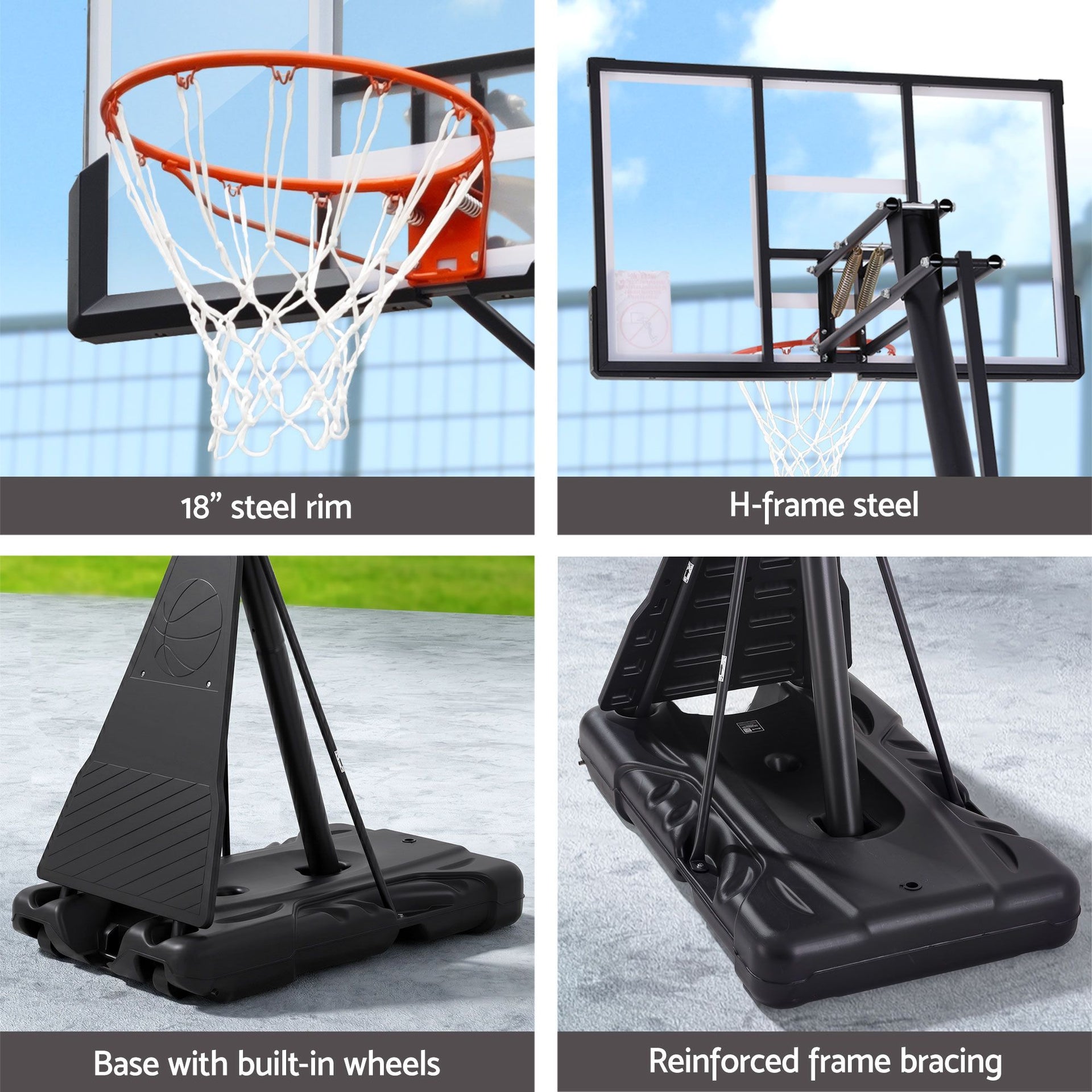 Everfit 3.05M Basketball Hoop Stand System Portable Height Adjustable Net Ring Awezingly