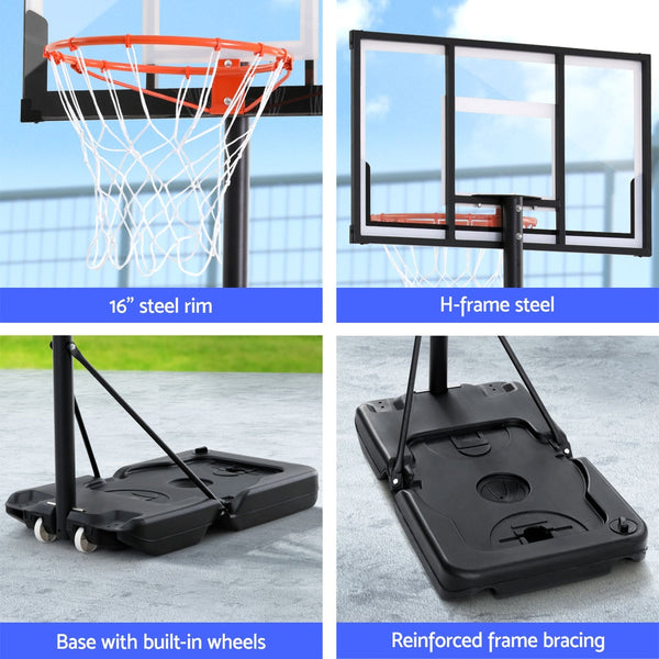 Everfit 3.05M Basketball Hoop Stand System Portable Height Adjustable w/ Knob Everfit