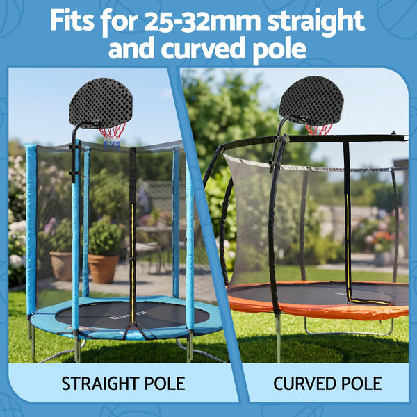 Everfit Kids Basketball Hoop with Ball and Pump Fit for Trampoline 25mm-32mm Poles Black Awezingly