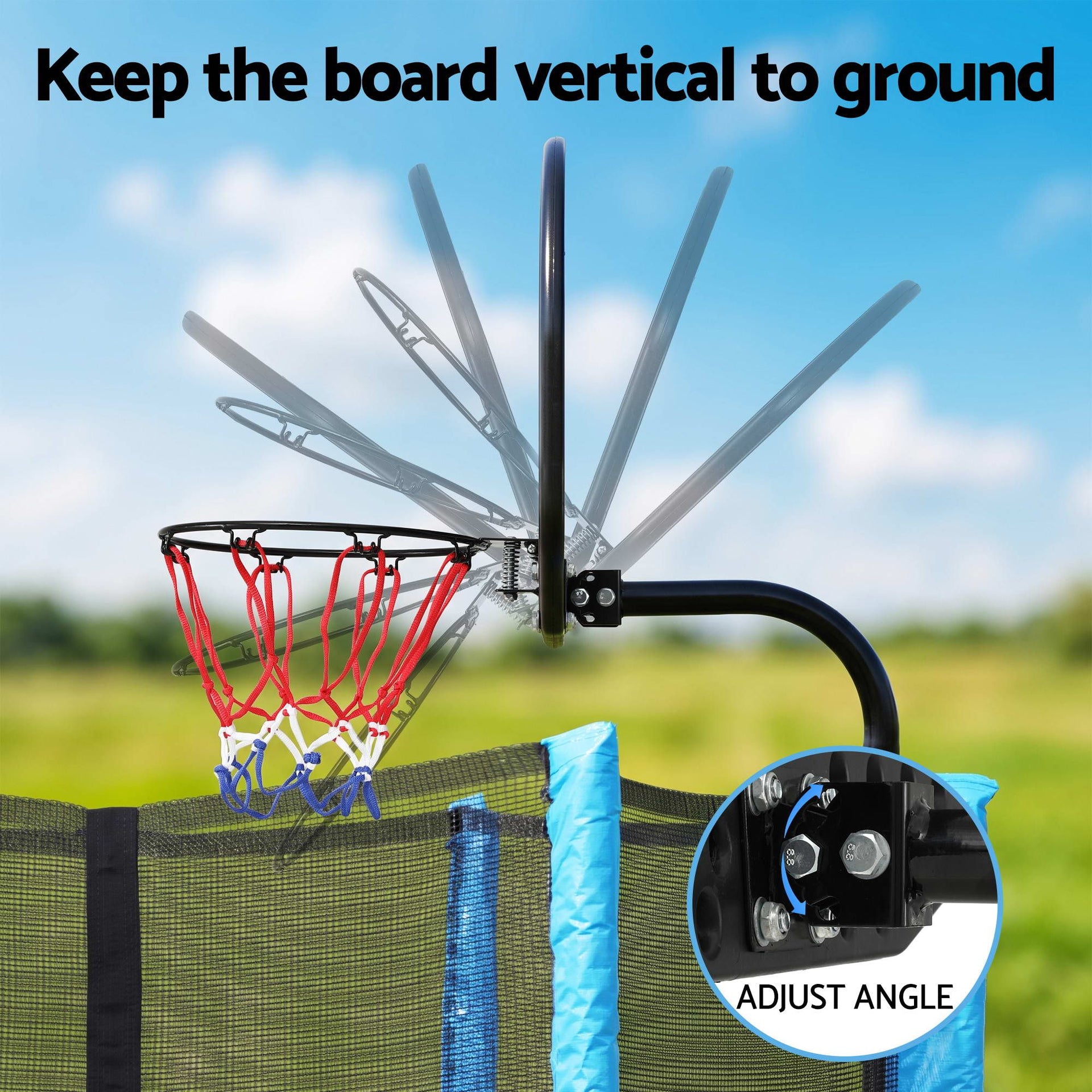Everfit Kids Basketball Hoop with Ball and Pump Fit for Trampoline 25mm-32mm Poles Black Awezingly