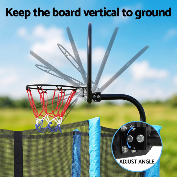 Everfit Kids Basketball Hoop with Ball and Pump Fit for Trampoline 25mm-32mm Poles Black Awezingly