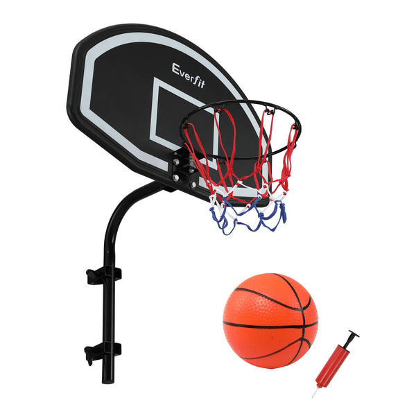 Everfit Kids Basketball Hoop with Ball and Pump Fit for Trampoline 25mm-32mm Poles Black Awezingly