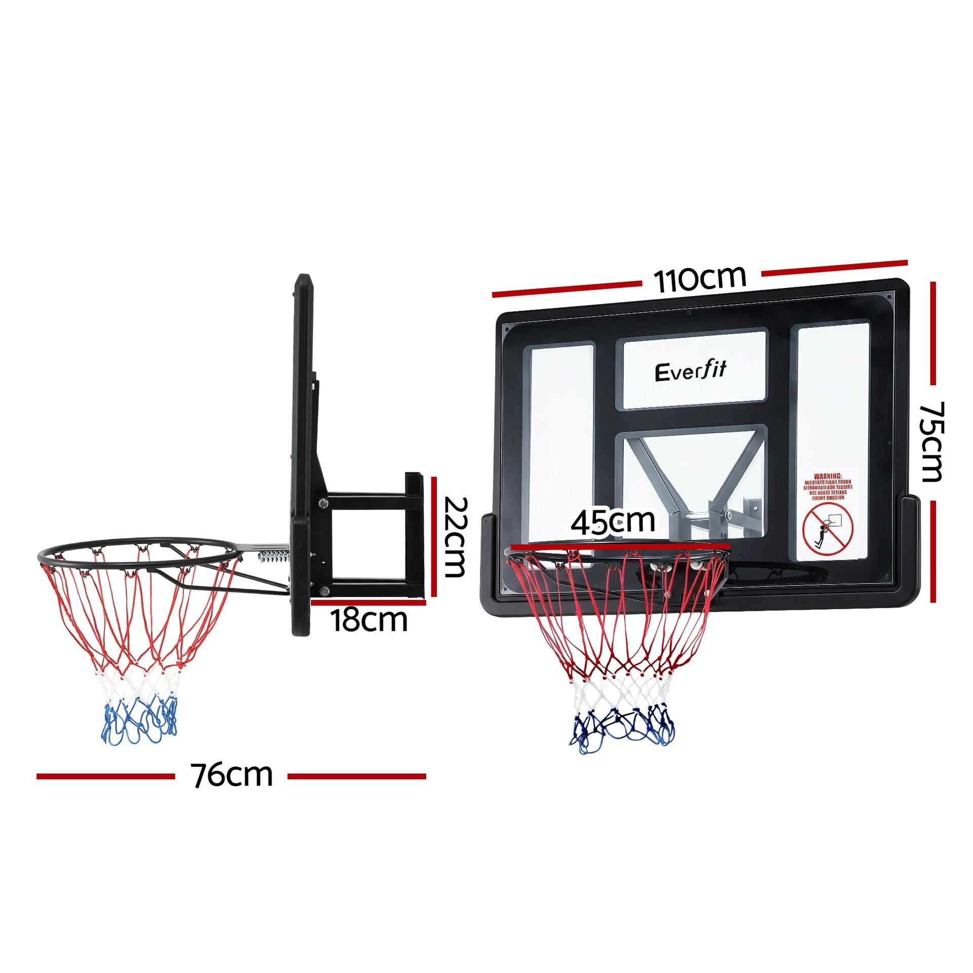 Everfit 43-Inch Wall Mount Kids Basketball Hoop Backboard Indoor Outdoor Sports Awezingly