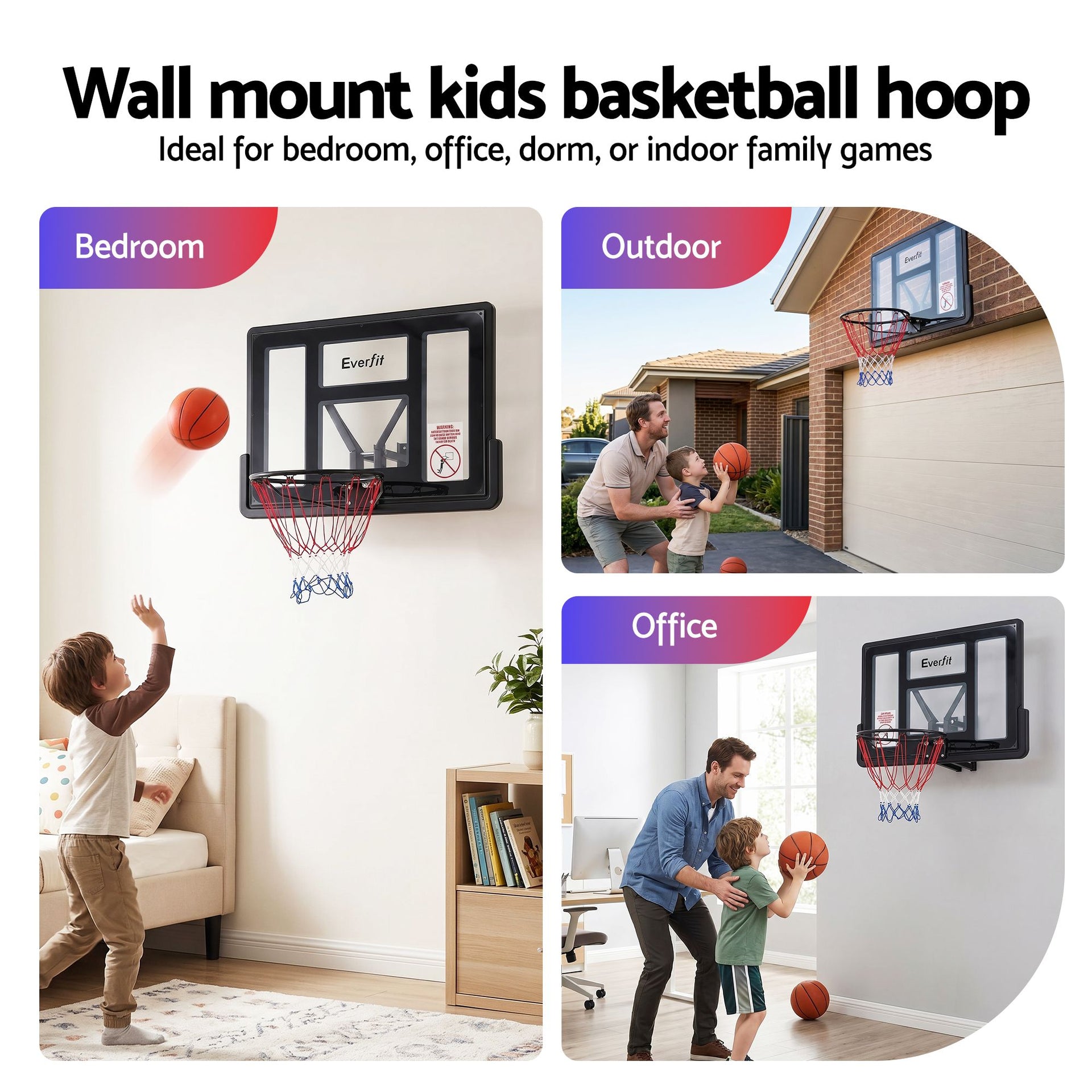 Everfit 43-Inch Wall Mount Kids Basketball Hoop Backboard Indoor Outdoor Sports Awezingly