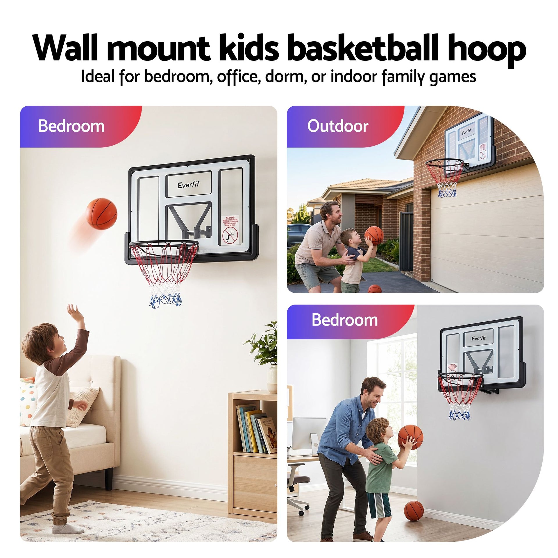 Everfit 43-Inch Wall Mount Kids Basketball Hoop Backboard Outdoor Sports Awezingly