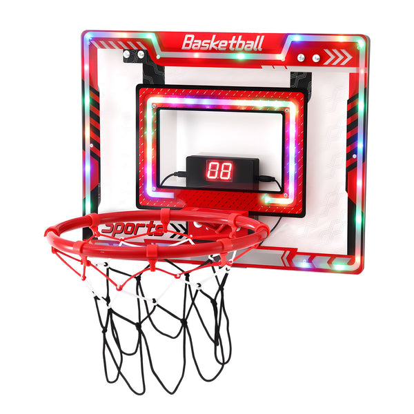 Everfit 2 in 1 Kids Basketball Hoop Adjustable Stand Over Door Scoreboard Red Awezingly