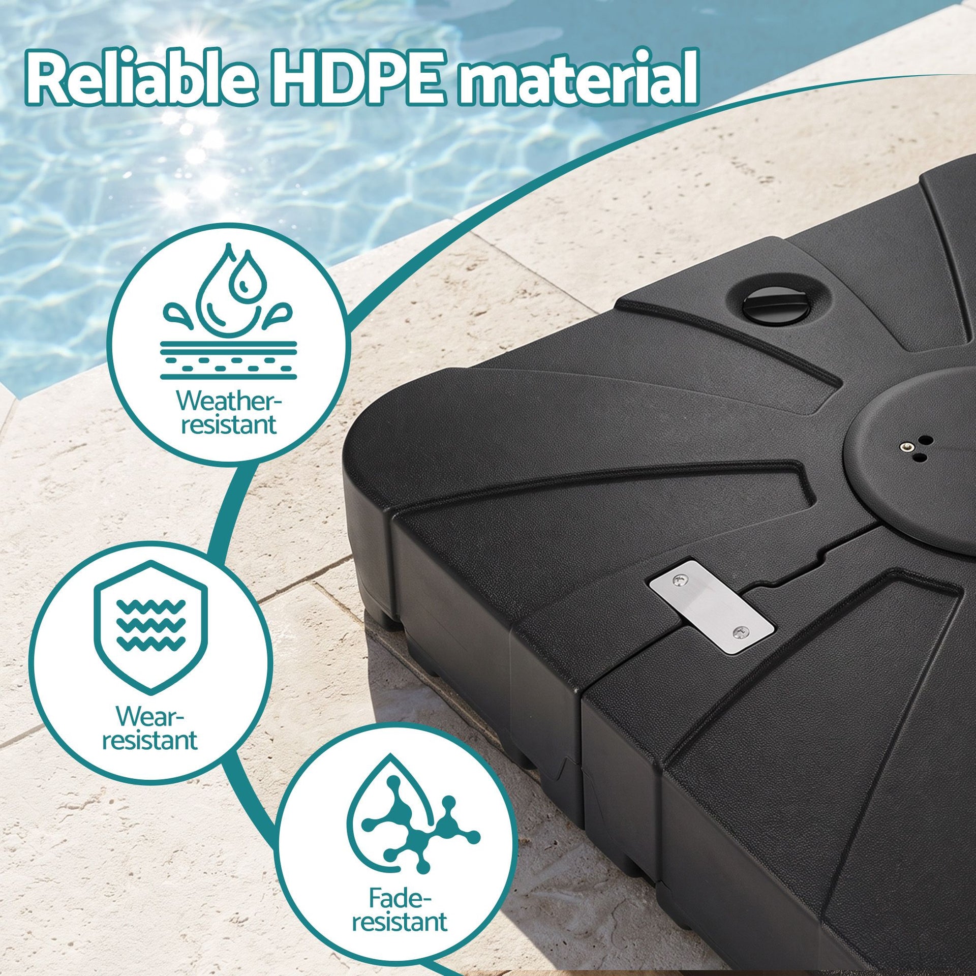 Instahut Outdoor Umbrella Base 2 Fillable 60kg Cantilever Umbrella Base with Wheels 84cm Awezingly